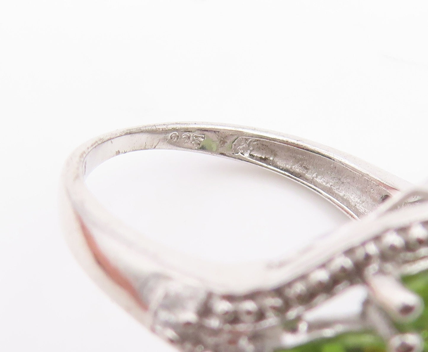 925 Sterling Silver Vintage Ring Amethyst & Peridot Floral Band  Sz 7.5  RG36164