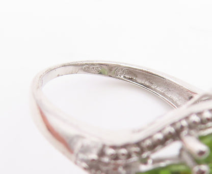 925 Sterling Silver Vintage Ring Amethyst & Peridot Floral Band  Sz 7.5  RG36164