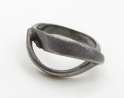 925 Sterling Silver  Vintage Dark Tone Open Smooth Band Ring Sz 6.5  RG16145
