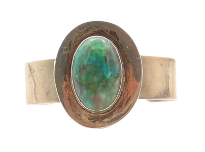 925 Sterling Silver Vintage Bracelet MEXICO Designer Cabochon Gemstone  BT10911