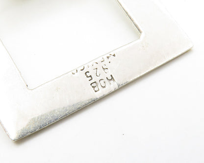 HOB MEXICO 925 Silver  Vintage Shiny Smooth Open Square Chain Bracelet  BT5489