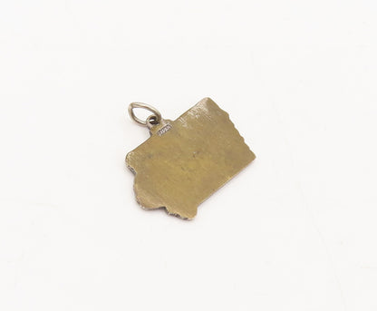 925 Sterling Silver Vintage Pendant IOWA Souvenir Carved From The Monks  PT22584