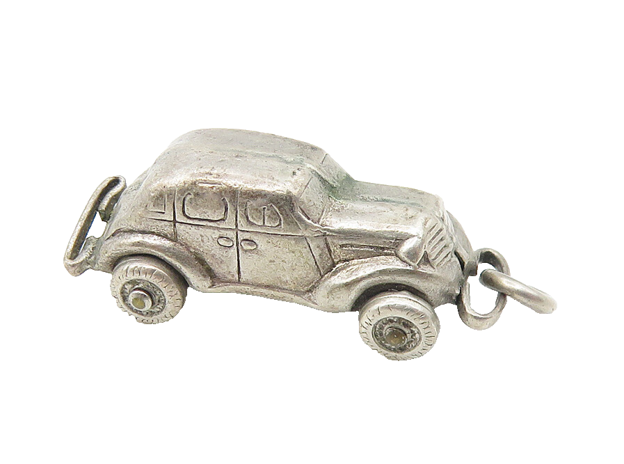 925 Sterling Silver  Vintage Shiny Petite Old Fashioned Car Pendant  PT9380