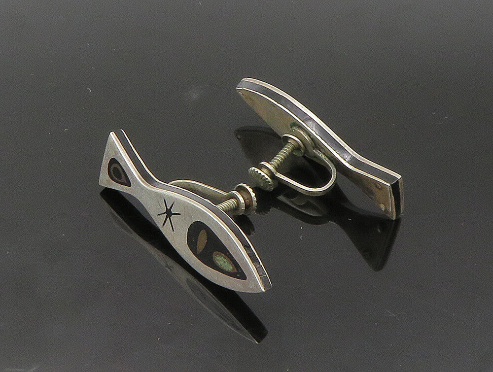 HAB MEXICO 925 Silver   Vintage Turquoise Fish Non Pierce Earrings  EG11569