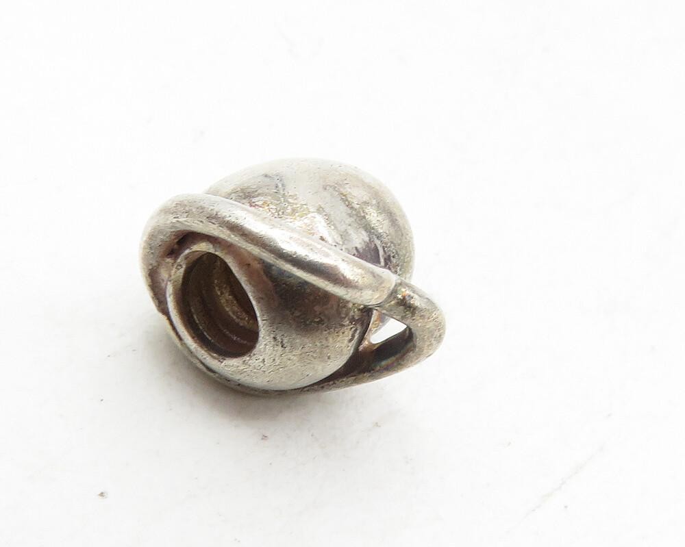 925 Sterling Silver  Vintage Petite Dark Tone Love Heart Slide Pendant  PT7262