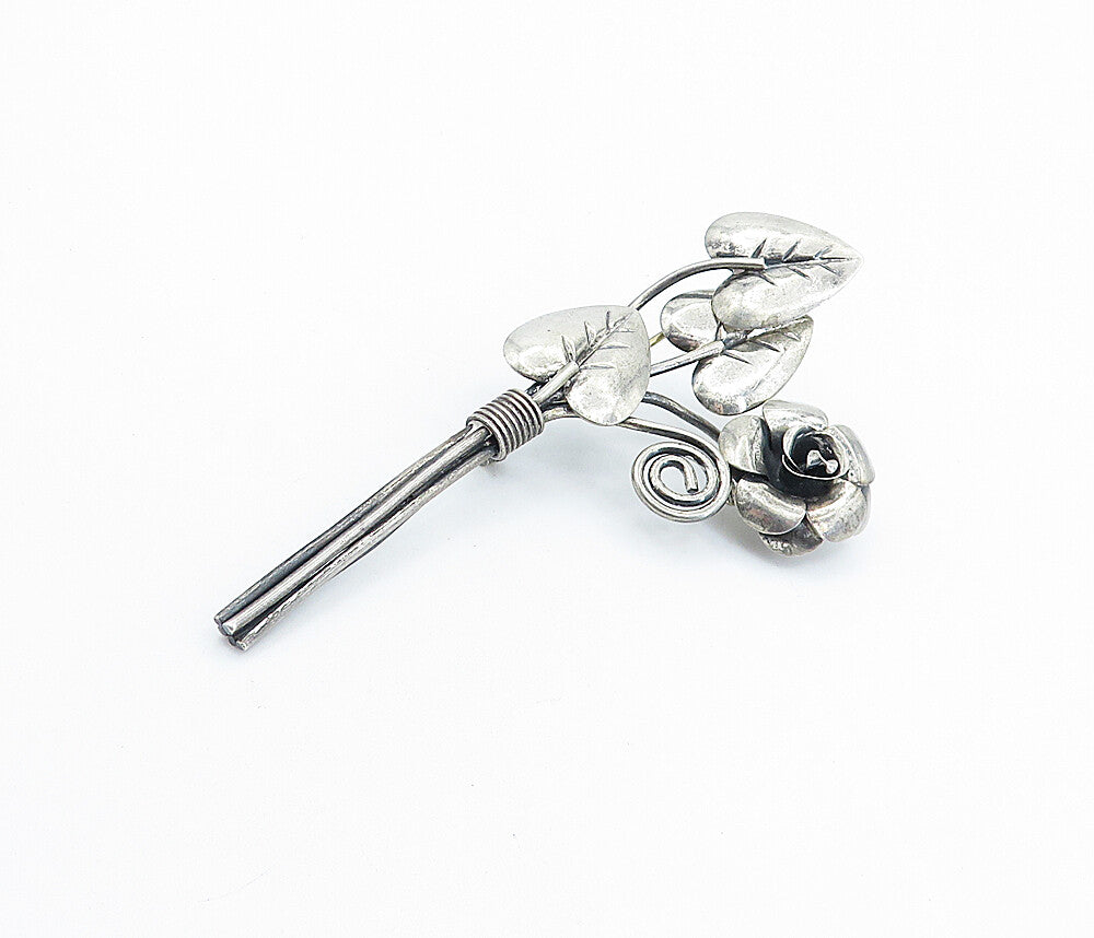 925 Sterling Silver  Vintage Antique Modernist Flower Bunch Brooch Pin  BP2479