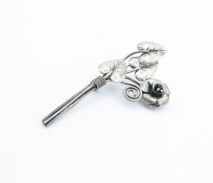 925 Sterling Silver  Vintage Antique Modernist Flower Bunch Brooch Pin  BP2479