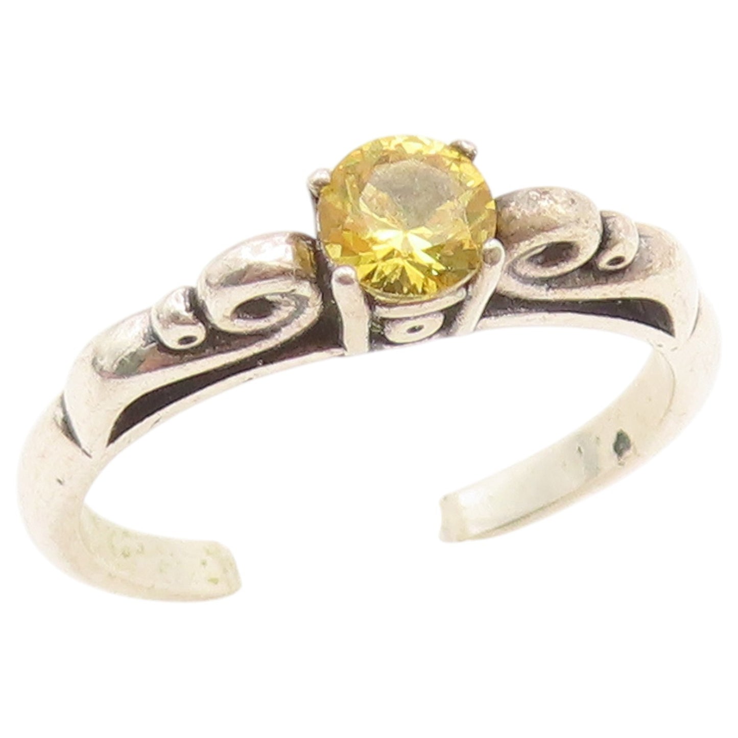 925 Sterling Silver Vintage Ring Classic Citrine Statement Band  Sz 7  RG36747