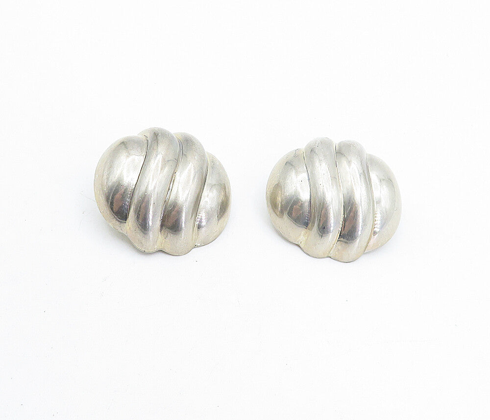 JONDELL SPAIN 925 Silver  Vintage Fluted Dome Non Pierce Earrings  EG2491