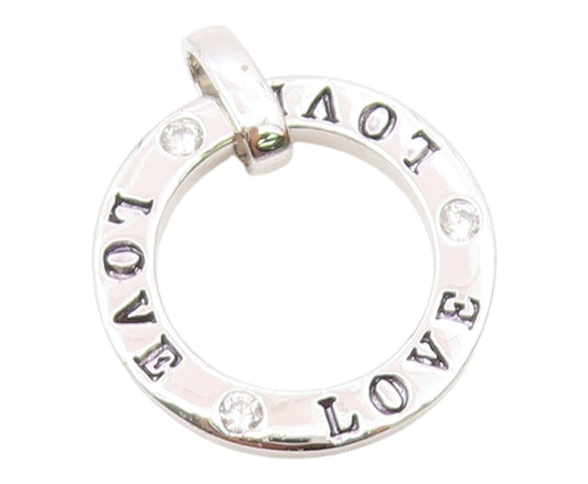 925 Sterling Silver   Vintage Cubic Zirconia Love Stamped Pendant  PT18264