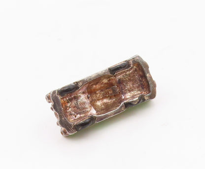 925 Silver  Vintage Green & Yellow Enamel Old Fashion Car Pendant  PT19872