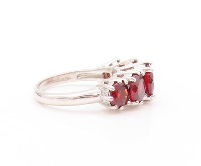 925 Sterling Silver Vintage Ring Round Cut Red Topaz Band  Sz 6  RG32982