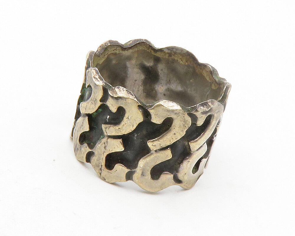 MEXICO 925 Sterling Silver Vintage Oxidized Swirl Pattern Band Ring Sz 6 RG12718