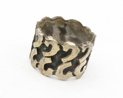 MEXICO 925 Sterling Silver Vintage Oxidized Swirl Pattern Band Ring Sz 6 RG12718