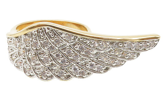 925 Sterling Silver  Topaz Gold Plated Angel Wing Cocktail Ring Sz 6  RG14195