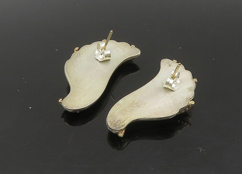 925 Silver & 14K GOLD  Vintage Shiny 2 Tone Twist Wing Drop Earrings  EG11099