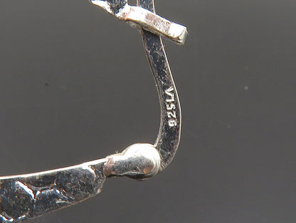 925 Sterling Silver  Vintage Shiny Circle Pattern Hoop Earrings  EG11546