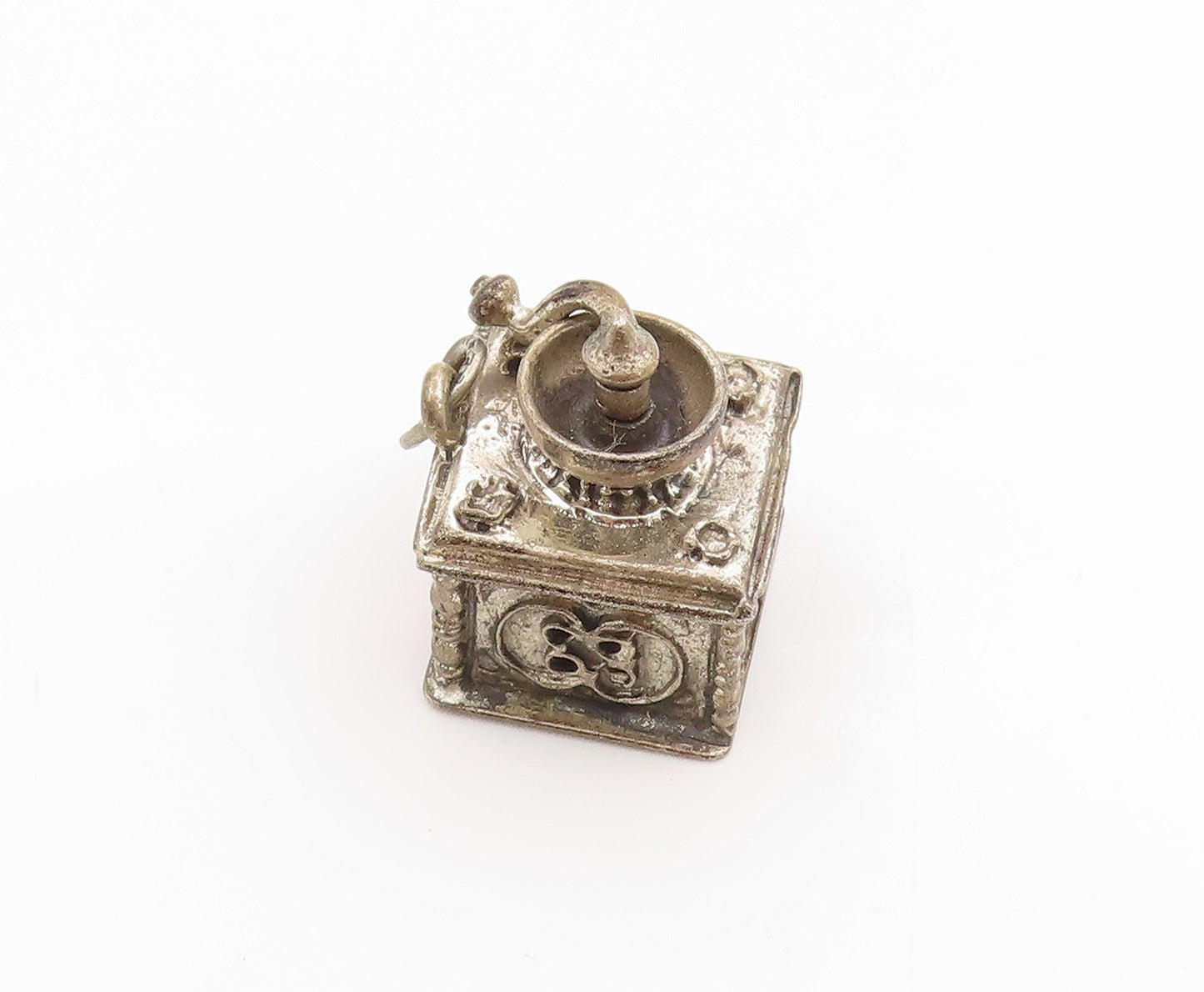 925 Sterling Silver Vintage Pendant BEAU Miniature Coffee Grinder Charm  PT26266