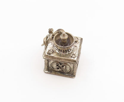 925 Sterling Silver Vintage Pendant BEAU Miniature Coffee Grinder Charm  PT26266