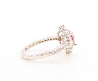 925 Sterling Silver Vintage Ring Designer Gemstone Halo Topaz  Sz 9  RG31477