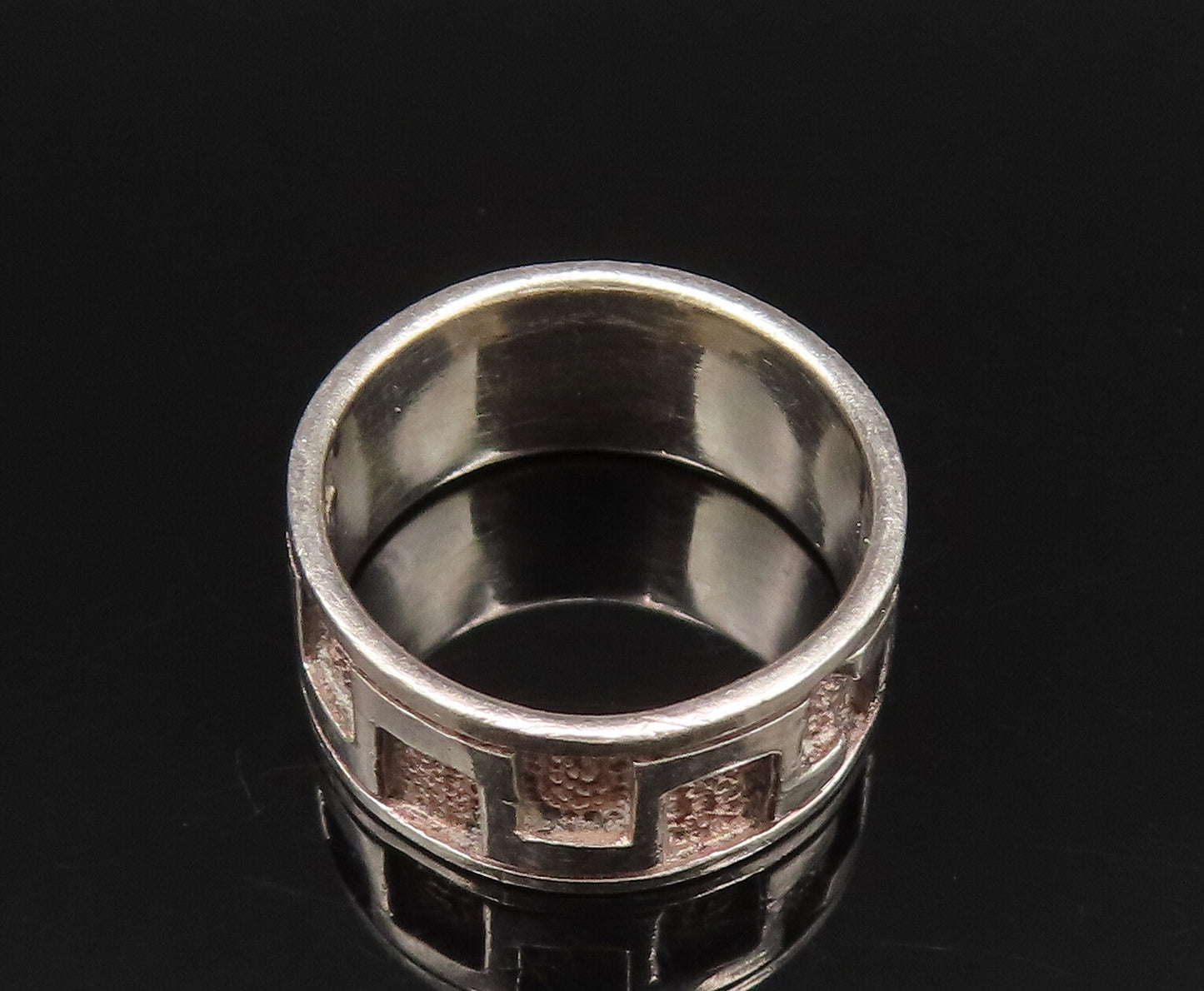 925 Sterling Silver  Vintage Labyrinth Maze Cutout Band Ring Sz 5  RG25727