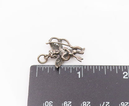 925 Sterling Silver  Vintage Baby Cupid With Bow & Arrow Pendant  PT21641