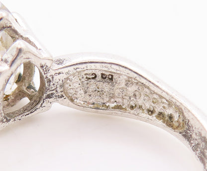 925 Sterling Silver Vintage Ring Designer Drop Cut Topaz  Sz 10  RG29124