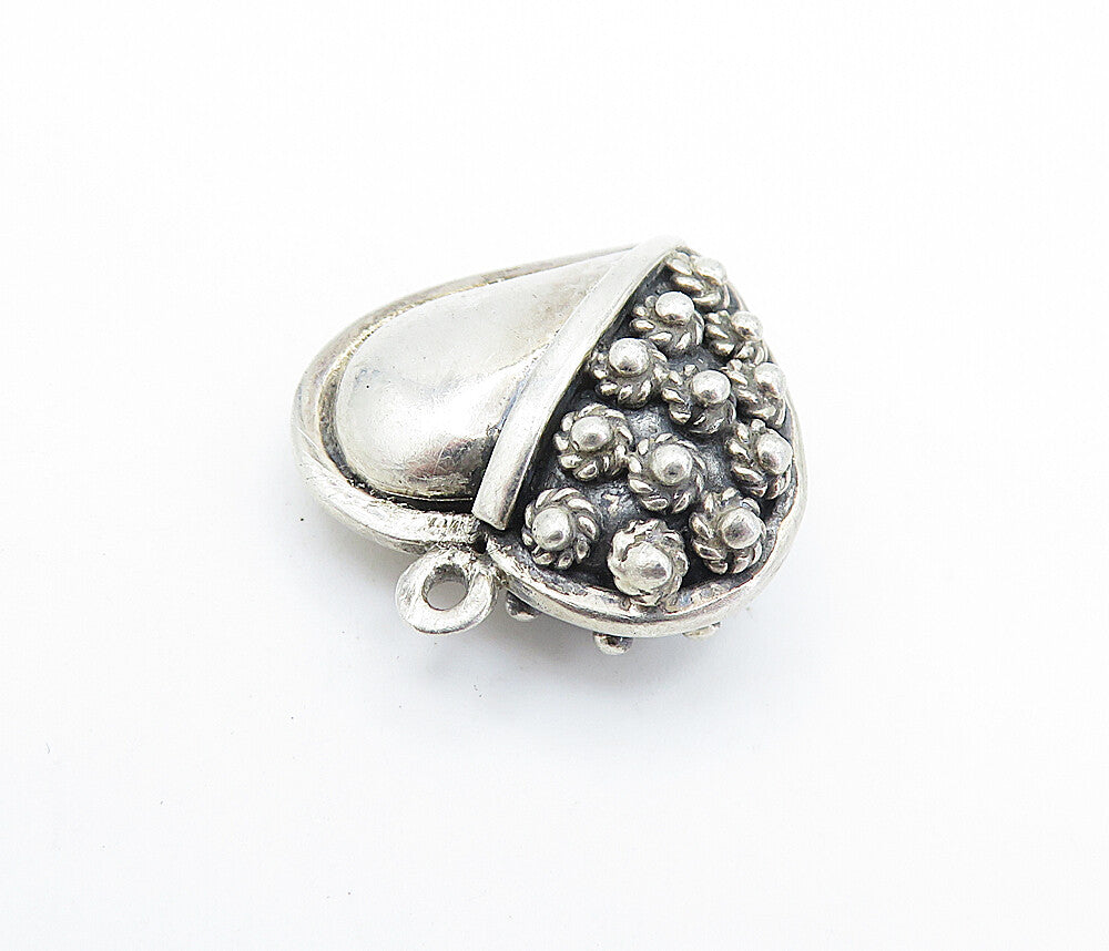 925 Sterling Silver  Vintage Floral Twist Hollow Love Heart Pendant  PT4043