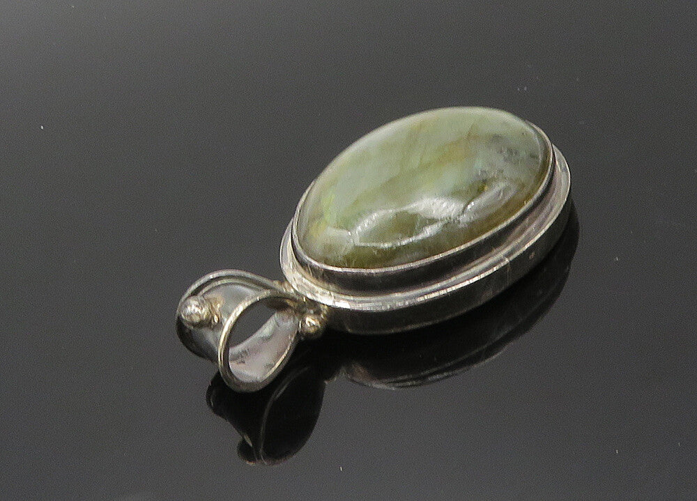 MNSN 925 Sterling Silver  Vintage Cabochon Cut Labradorite Pendant  PT16224