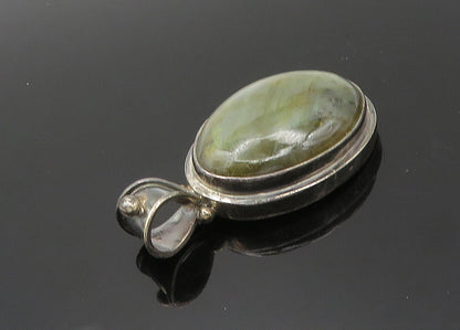 MNSN 925 Sterling Silver  Vintage Cabochon Cut Labradorite Pendant  PT16224