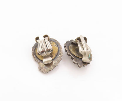 925 Sterling Silver Vintage Earrings Antique Pearl Tear Drop Shape  EG13544