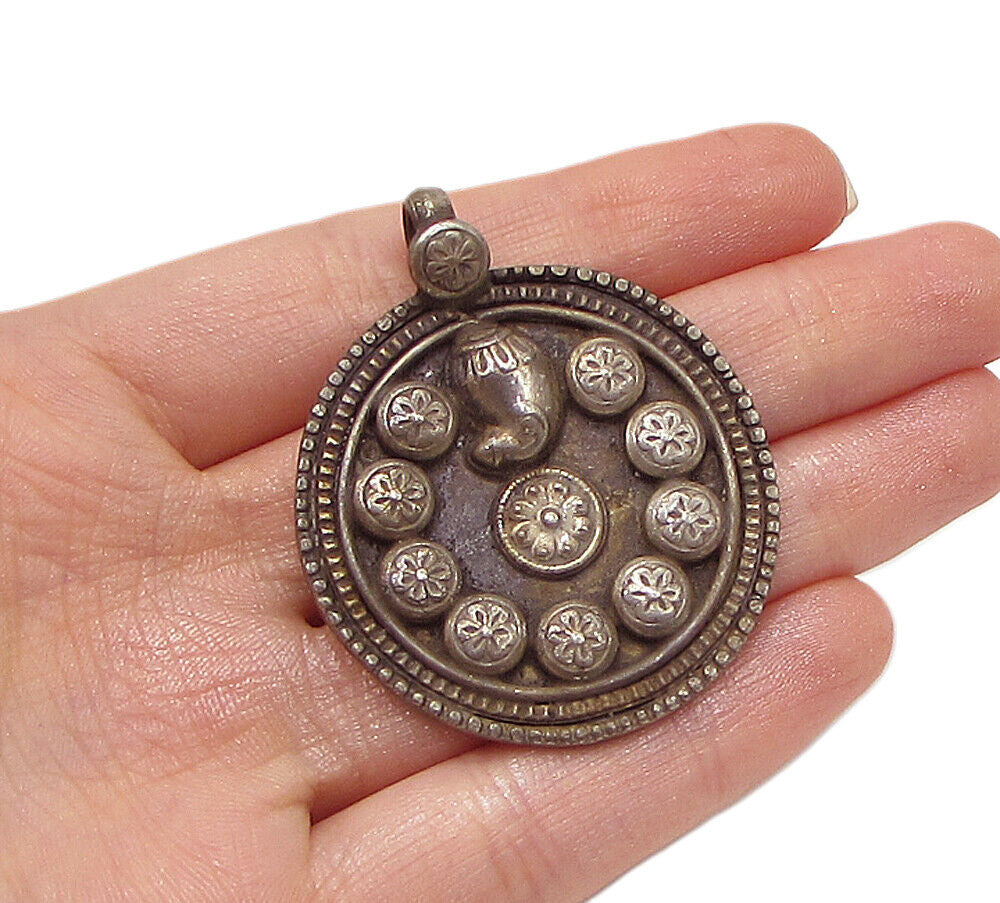 925 Sterling Silver  Vintage Retro Floral Art Deco Drop Pendant  PT2223