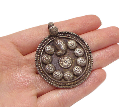 925 Sterling Silver  Vintage Retro Floral Art Deco Drop Pendant  PT2223