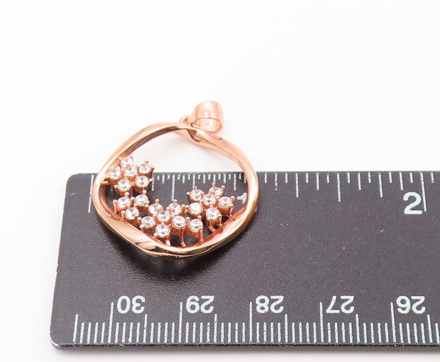 925 Sterling Silver  Vintage Topaz Cluster Rose Gold Plated Pendant  PT20309