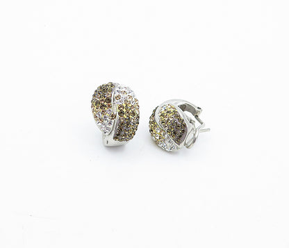 925 Sterling Silver  Vintage Sparkling Crystal Twist Drop Earrings  EG2221