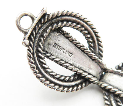925 Sterling Silver  Vintage Dark Tone Round Twist Link Chain Bracelet  BT1851
