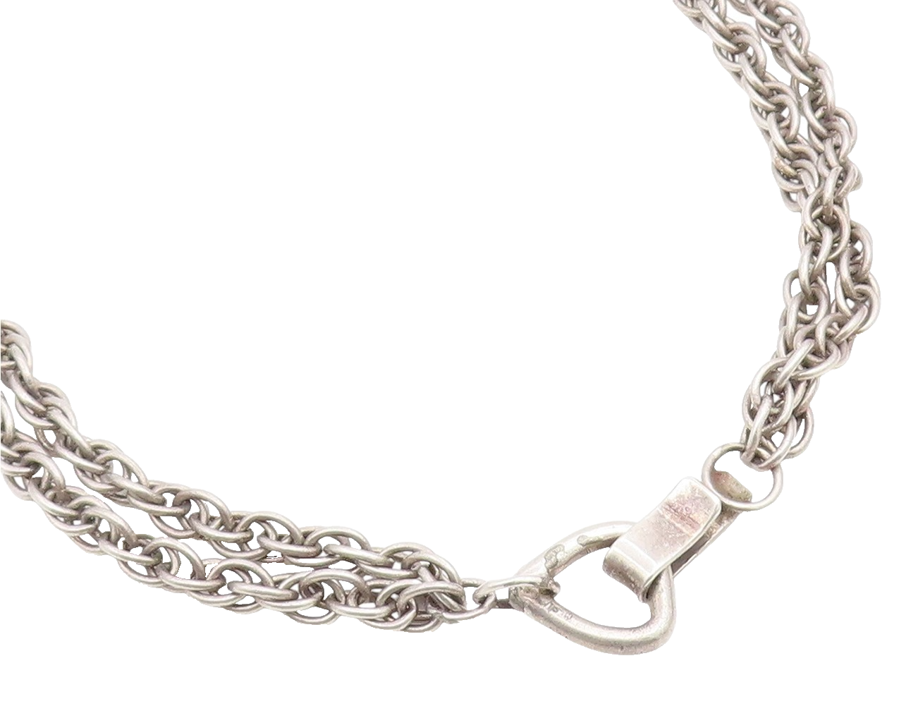 925 Sterling Silver Vintage Necklace Modernist Double Strand Long Chain  NE4828