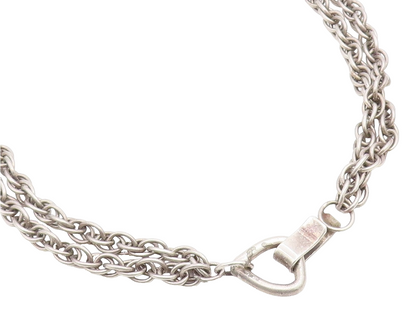 925 Sterling Silver Vintage Necklace Modernist Double Strand Long Chain  NE4828