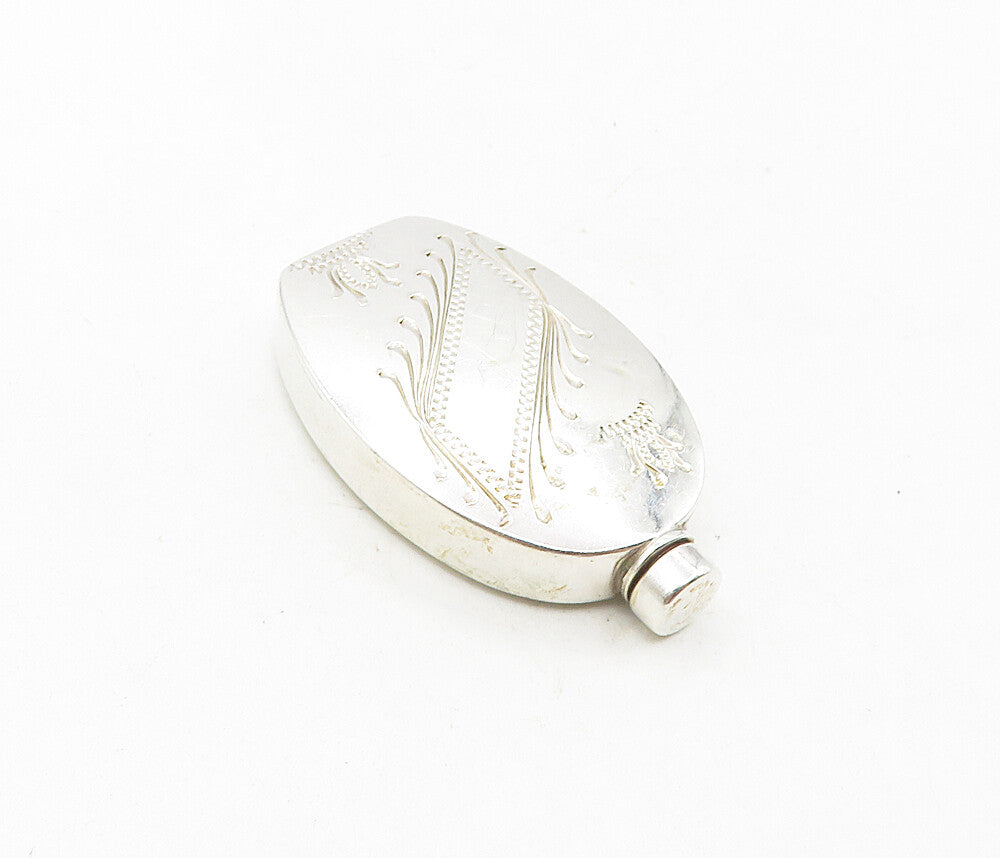MEXICO 925 Sterling Silver  Vintage Shiny Etched Perfume Bottle (OPENS) TR1555
