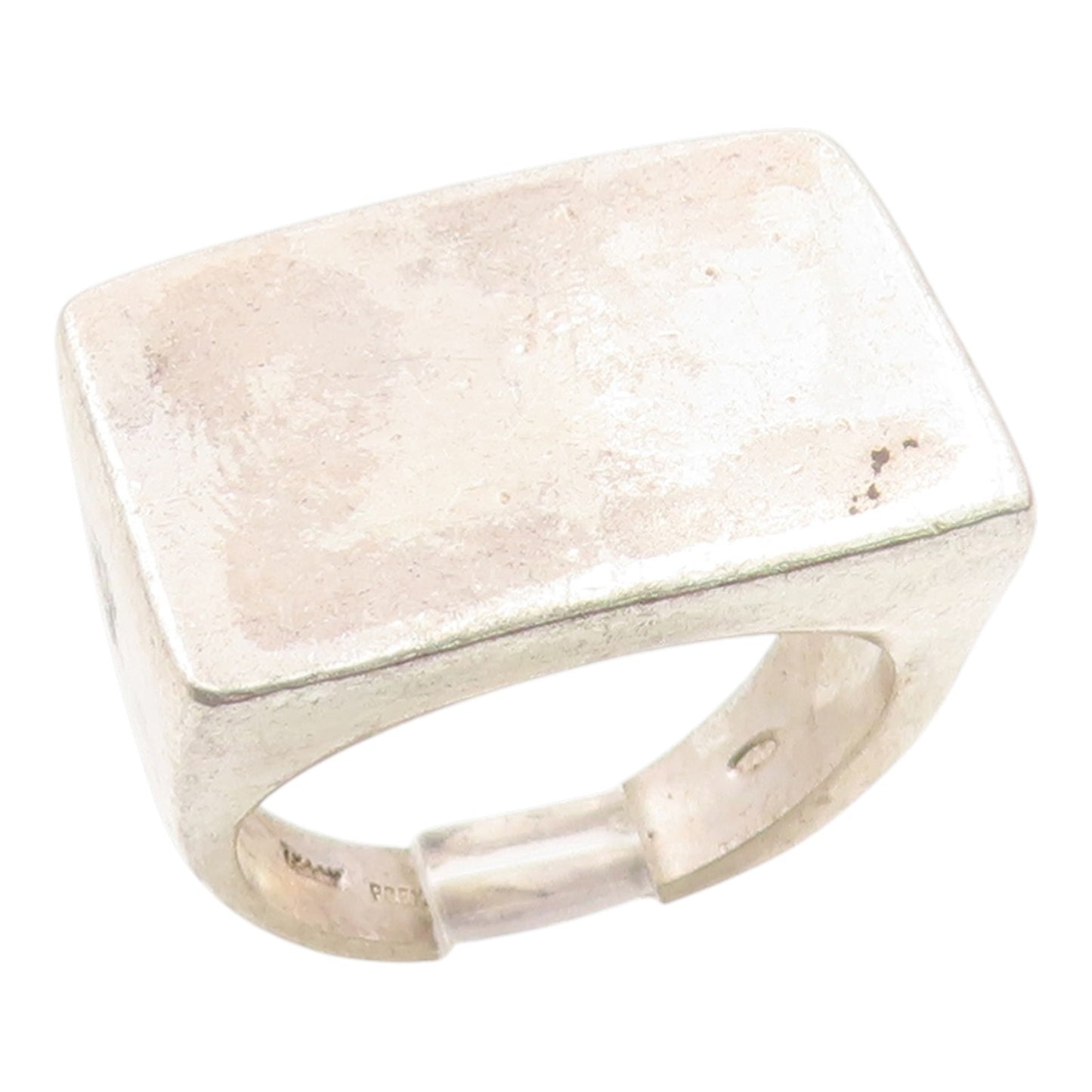925 Sterling Silver Vintage Ring Bold Geometric Rectangle Signet Sz 7.5 RG36008