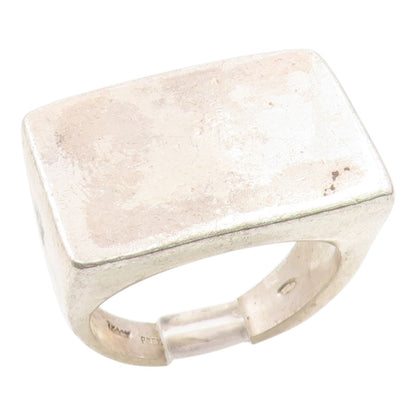 925 Sterling Silver Vintage Ring Bold Geometric Rectangle Signet Sz 7.5 RG36008