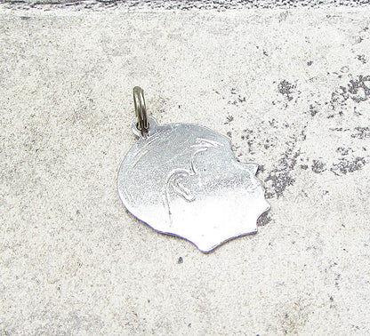 925 Sterling Silver  Boy Face Profile Charm Pendant  PT1746