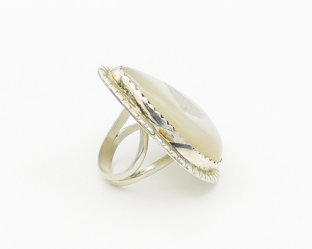 BERNADINE BEGAY TSOSIE NAVAJO 925 Silver  Vintage Quartz Ring Sz 10  RG17852