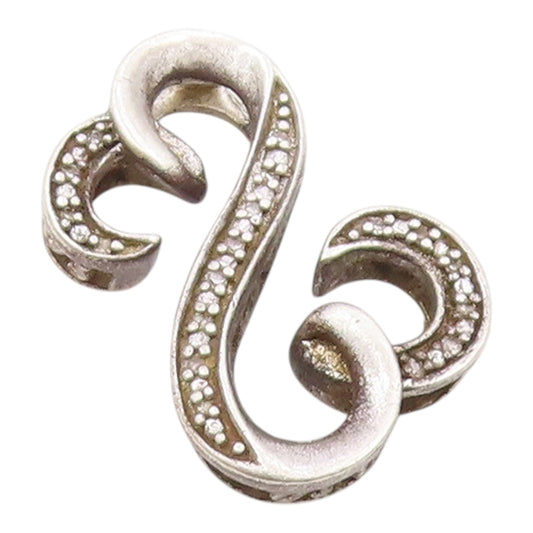 925 Sterling Silver  Vintage Genuine Diamonds Infinity Heart Pendant  PT17761