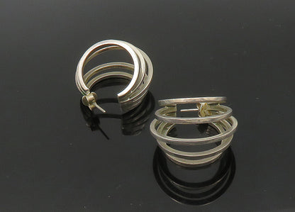 925 Sterling Silver  Vintage Shiny Graduated Split Hoop Earrings  EG11117