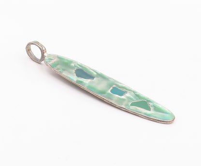 925 Sterling Silver  Vintage Multi Stone Aventurine Linear Pendant  PT21035