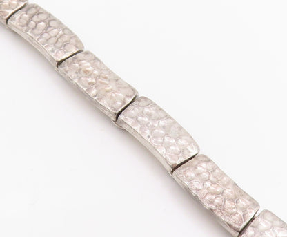 925 Sterling Silver Vintage Bracelet MEXICO Hammered Segment Link Chain  BT11414