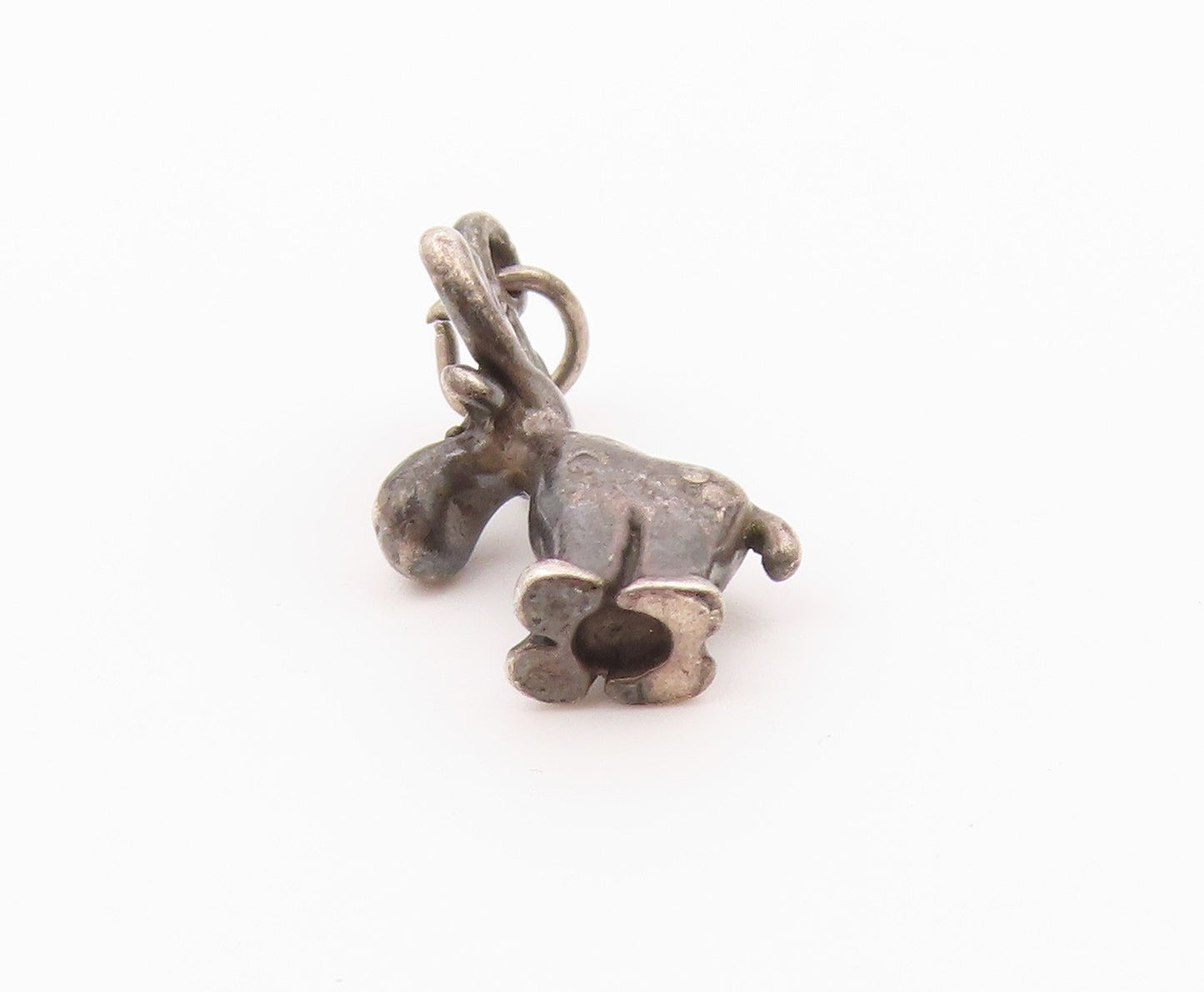 925 Sterling Silver  Vintage Petite Dark Tone Reindeer Head Pendant  PT19430
