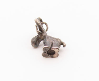 925 Sterling Silver  Vintage Petite Dark Tone Reindeer Head Pendant  PT19430