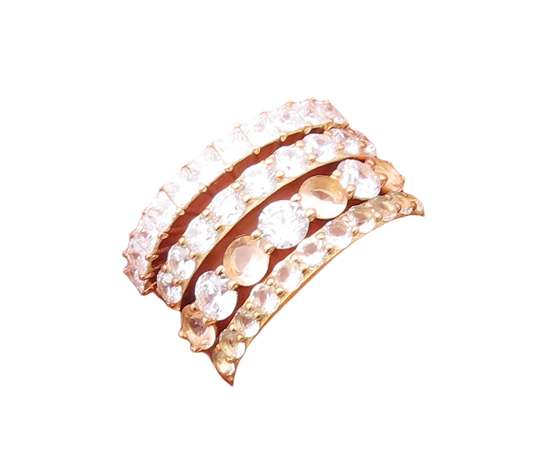 925 Sterling Silver Vintage Ring Gold Plated Stackable CZ Bands  Sz 7  RG29926